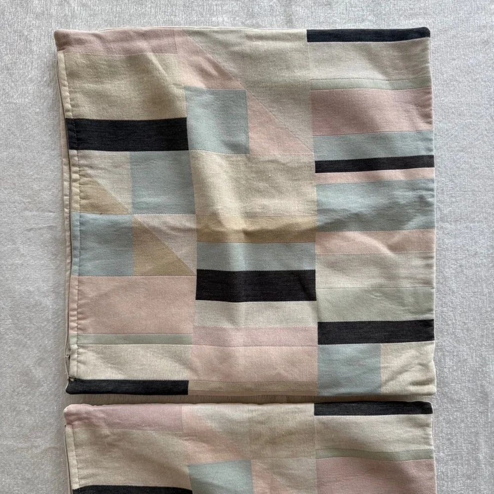 2pc IKEA LYKTBÄRARE Cushion Covers Set Geometric Patchwork Pink Sage